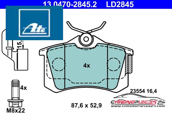 Achat de ATE 13.0470-2845.2 Kit de plaquettes de frein, frein à disque pas chères