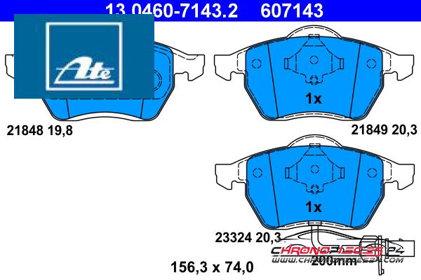 Achat de ATE 13.0460-7143.2 Kit de plaquettes de frein, frein à disque pas chères