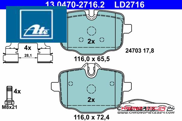 Achat de ATE 13.0470-2716.2 Kit de plaquettes de frein, frein à disque pas chères