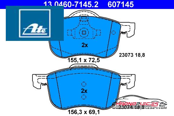 Achat de ATE 13.0460-7145.2 Kit de plaquettes de frein, frein à disque pas chères