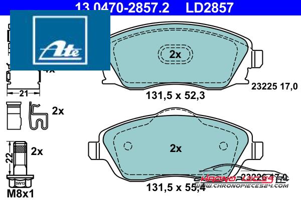 Achat de ATE 13.0470-2857.2 Kit de plaquettes de frein, frein à disque pas chères