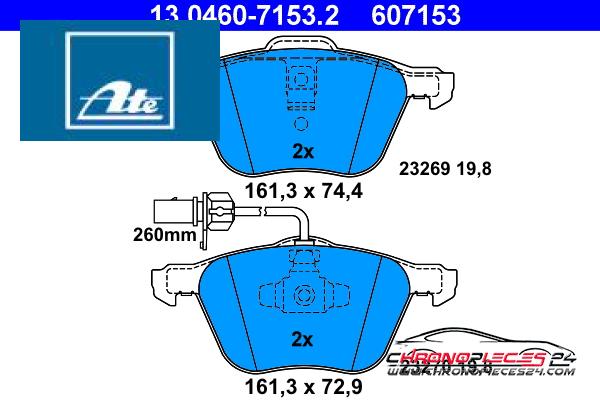 Achat de ATE 13.0460-7153.2 Kit de plaquettes de frein, frein à disque pas chères