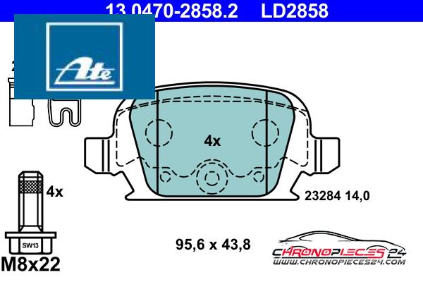 Achat de ATE 13.0470-2858.2 Kit de plaquettes de frein, frein à disque pas chères