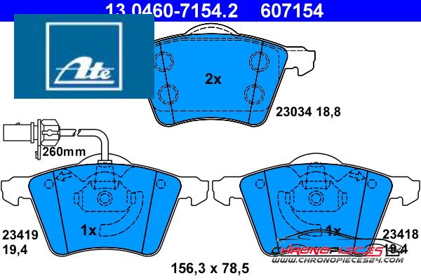 Achat de ATE 13.0460-7154.2 Kit de plaquettes de frein, frein à disque pas chères