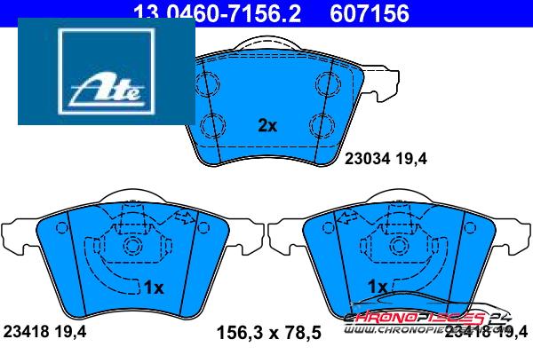 Achat de ATE 13.0460-7156.2 Kit de plaquettes de frein, frein à disque pas chères