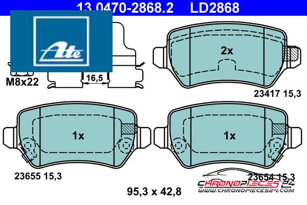 Achat de ATE 13.0470-2868.2 Kit de plaquettes de frein, frein à disque pas chères