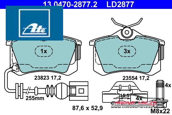 Achat de ATE 13.0470-2877.2 Kit de plaquettes de frein, frein à disque pas chères