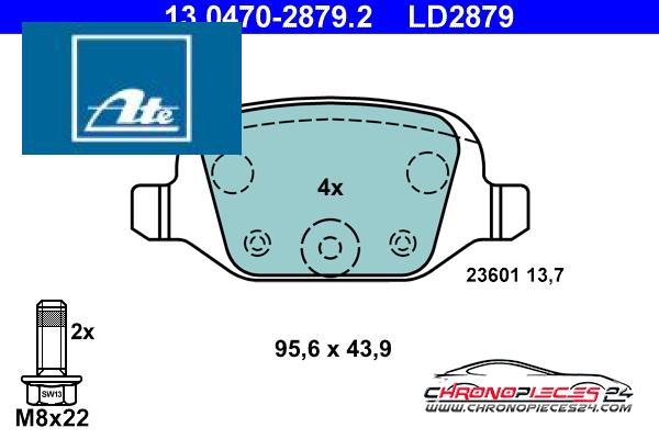 Achat de ATE 13.0470-2879.2 Kit de plaquettes de frein, frein à disque pas chères