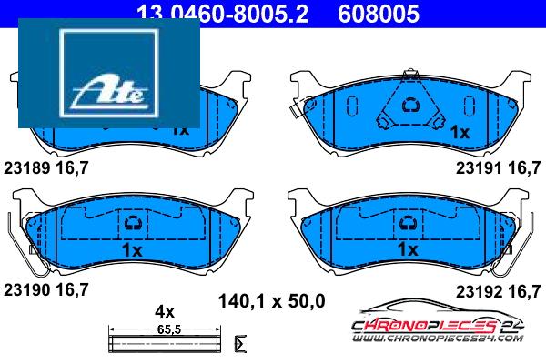 Achat de ATE 13.0460-8005.2 Kit de plaquettes de frein, frein à disque pas chères