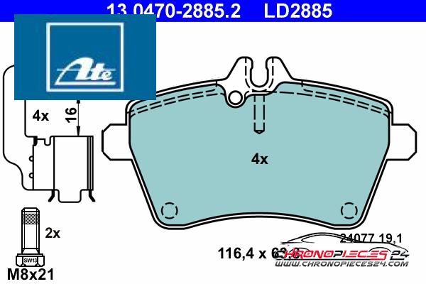 Achat de ATE 13.0470-2885.2 Kit de plaquettes de frein, frein à disque pas chères