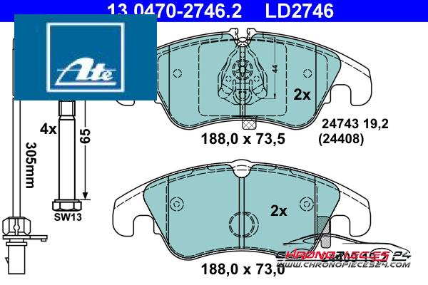 Achat de ATE 13.0470-2746.2 Kit de plaquettes de frein, frein à disque pas chères