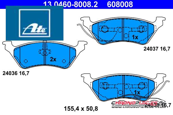 Achat de ATE 13.0460-8008.2 Kit de plaquettes de frein, frein à disque pas chères