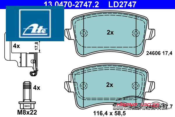 Achat de ATE 13.0470-2747.2 Kit de plaquettes de frein, frein à disque pas chères