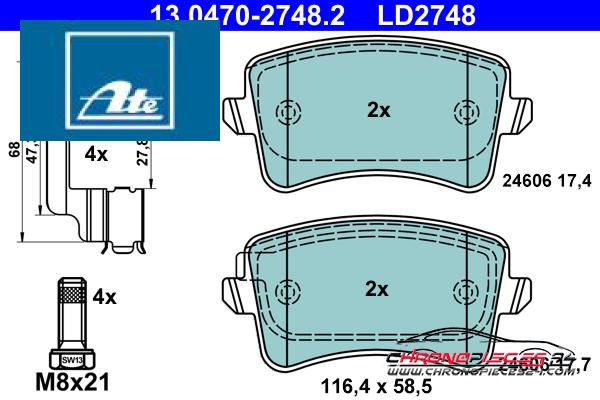 Achat de ATE 13.0470-2748.2 Kit de plaquettes de frein, frein à disque pas chères