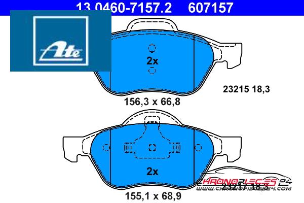 Achat de ATE 13.0460-7157.2 Kit de plaquettes de frein, frein à disque pas chères