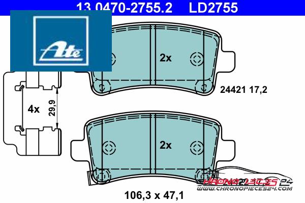 Achat de ATE 13.0470-2755.2 Kit de plaquettes de frein, frein à disque pas chères