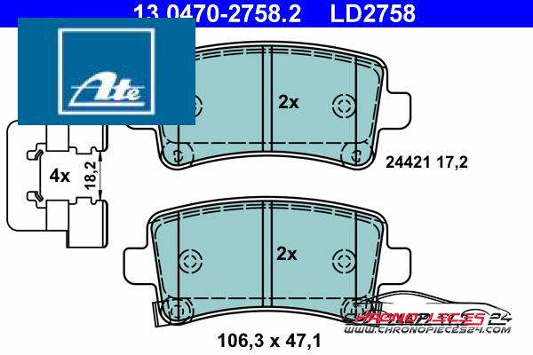 Achat de ATE 13.0470-2758.2 Kit de plaquettes de frein, frein à disque pas chères