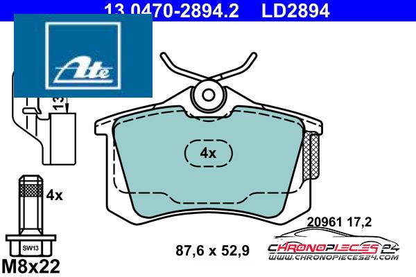 Achat de ATE 13.0470-2894.2 Kit de plaquettes de frein, frein à disque pas chères