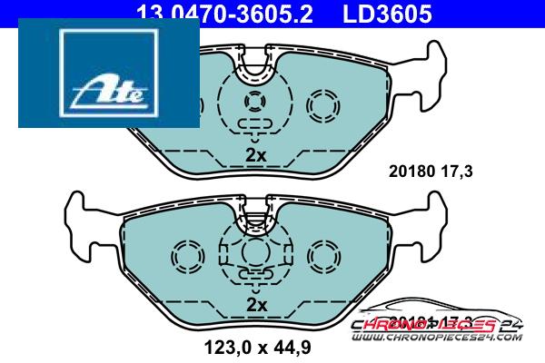 Achat de ATE 13.0470-3605.2 Kit de plaquettes de frein, frein à disque pas chères