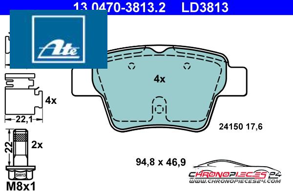 Achat de ATE 13.0470-3813.2 Kit de plaquettes de frein, frein à disque pas chères