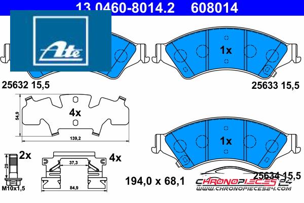 Achat de ATE 13.0460-8014.2 Kit de plaquettes de frein, frein à disque pas chères