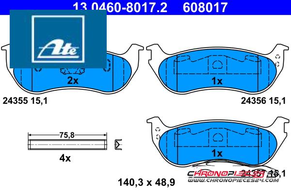 Achat de ATE 13.0460-8017.2 Kit de plaquettes de frein, frein à disque pas chères