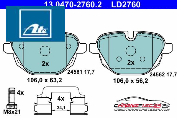 Achat de ATE 13.0470-2760.2 Kit de plaquettes de frein, frein à disque pas chères