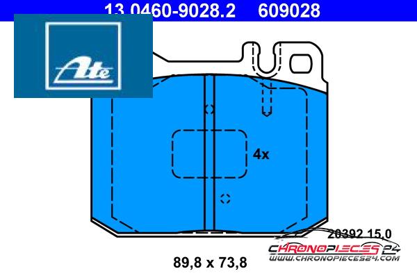 Achat de ATE 13.0460-9028.2 Kit de plaquettes de frein, frein à disque pas chères