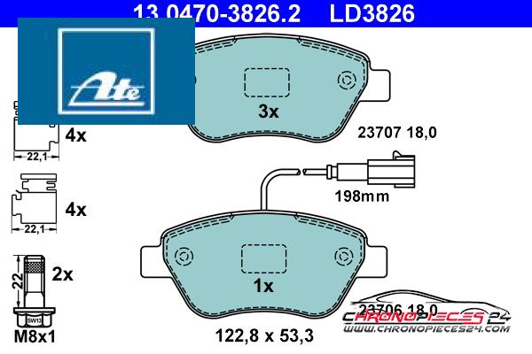 Achat de ATE 13.0470-3826.2 Kit de plaquettes de frein, frein à disque pas chères