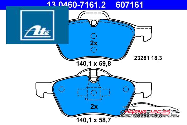 Achat de ATE 13.0460-7161.2 Kit de plaquettes de frein, frein à disque pas chères