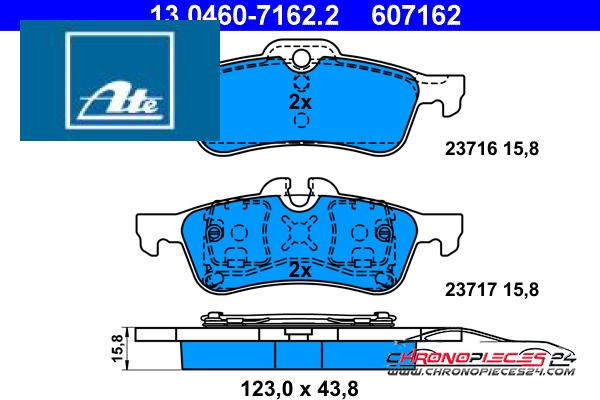 Achat de ATE 13.0460-7162.2 Kit de plaquettes de frein, frein à disque pas chères