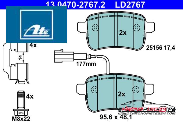 Achat de ATE 13.0470-2767.2 Kit de plaquettes de frein, frein à disque pas chères