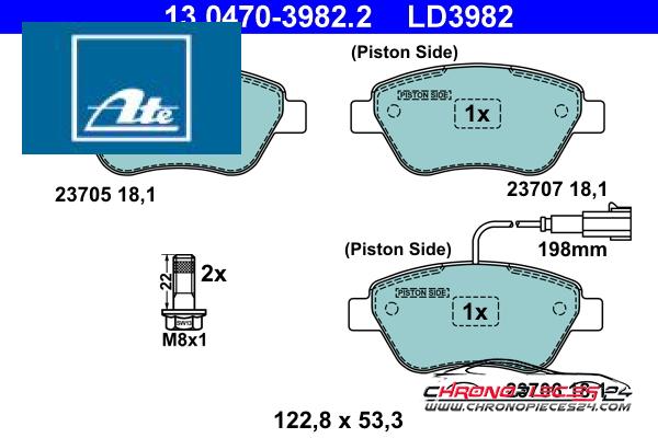 Achat de ATE 13.0470-3982.2 Kit de plaquettes de frein, frein à disque pas chères