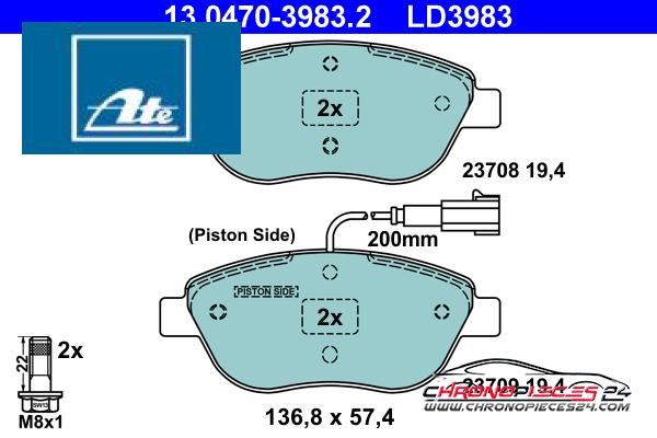 Achat de ATE 13.0470-3983.2 Kit de plaquettes de frein, frein à disque pas chères