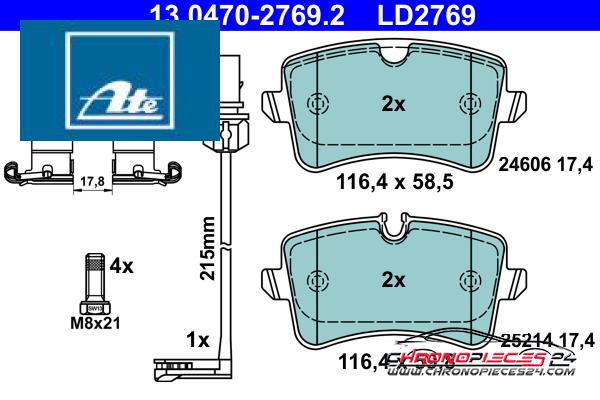 Achat de ATE 13.0470-2769.2 Kit de plaquettes de frein, frein à disque pas chères