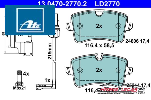 Achat de ATE 13.0470-2770.2 Kit de plaquettes de frein, frein à disque pas chères