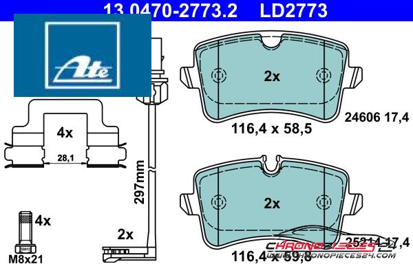 Achat de ATE 13.0470-2773.2 Kit de plaquettes de frein, frein à disque pas chères