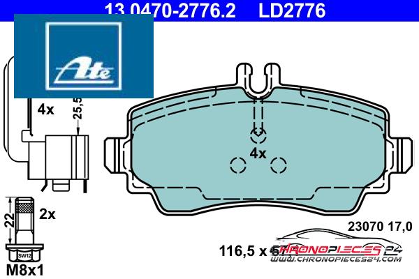 Achat de ATE 13.0470-2776.2 Kit de plaquettes de frein, frein à disque pas chères