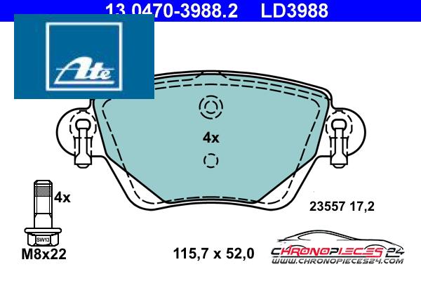 Achat de ATE 13.0470-3988.2 Kit de plaquettes de frein, frein à disque pas chères