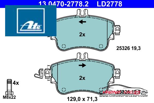 Achat de ATE 13.0470-2778.2 Kit de plaquettes de frein, frein à disque pas chères