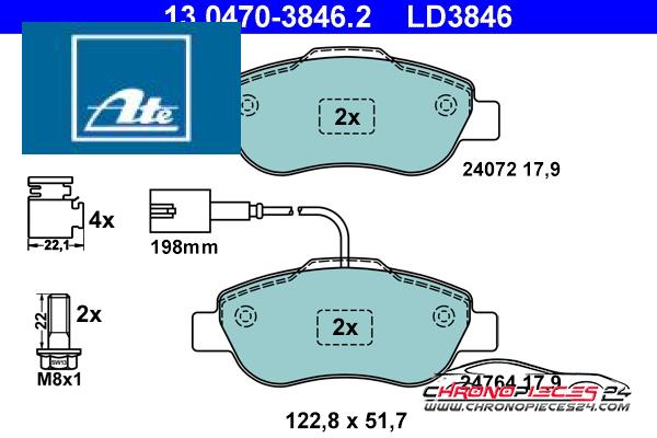 Achat de ATE 13.0470-3846.2 Kit de plaquettes de frein, frein à disque pas chères