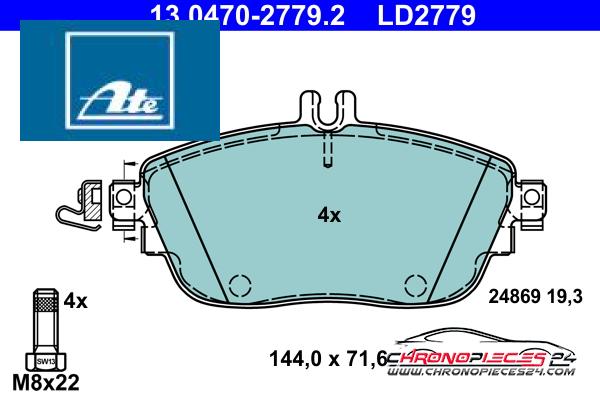 Achat de ATE 13.0470-2779.2 Kit de plaquettes de frein, frein à disque pas chères