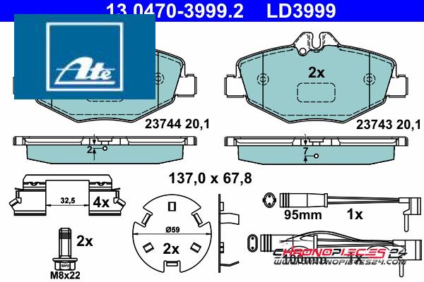 Achat de ATE 13.0470-3999.2 Kit de plaquettes de frein, frein à disque pas chères