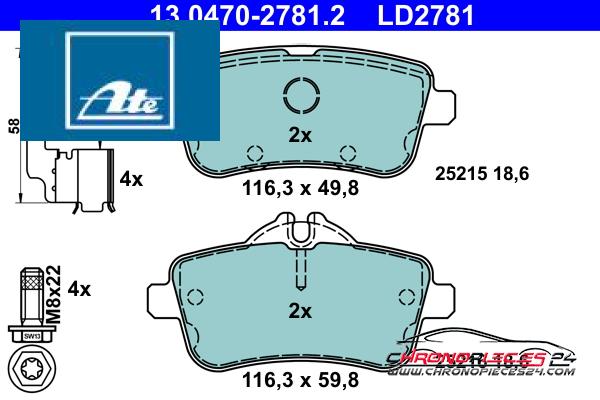 Achat de ATE 13.0470-2781.2 Kit de plaquettes de frein, frein à disque pas chères