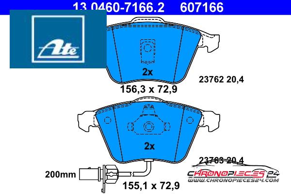 Achat de ATE 13.0460-7166.2 Kit de plaquettes de frein, frein à disque pas chères