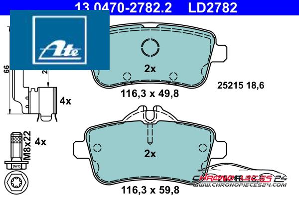 Achat de ATE 13.0470-2782.2 Kit de plaquettes de frein, frein à disque pas chères