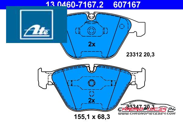 Achat de ATE 13.0460-7167.2 Kit de plaquettes de frein, frein à disque pas chères