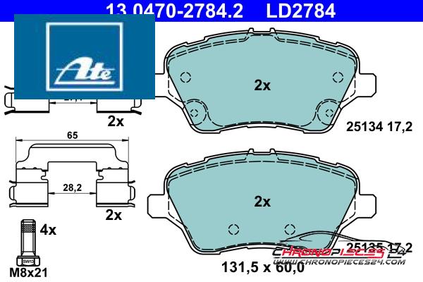 Achat de ATE 13.0470-2784.2 Kit de plaquettes de frein, frein à disque pas chères