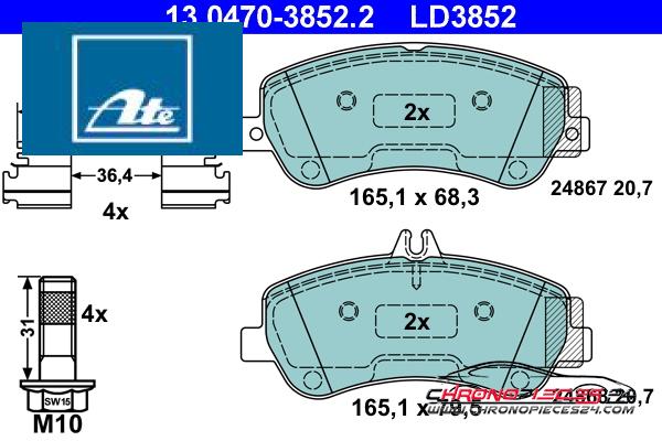 Achat de ATE 13.0470-3852.2 Kit de plaquettes de frein, frein à disque pas chères