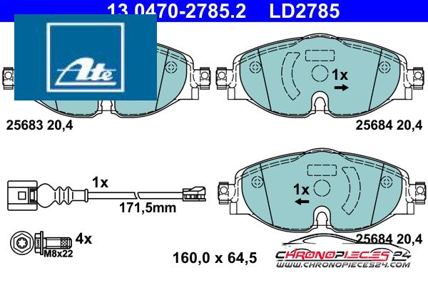 Achat de ATE 13.0470-2785.2 Kit de plaquettes de frein, frein à disque pas chères